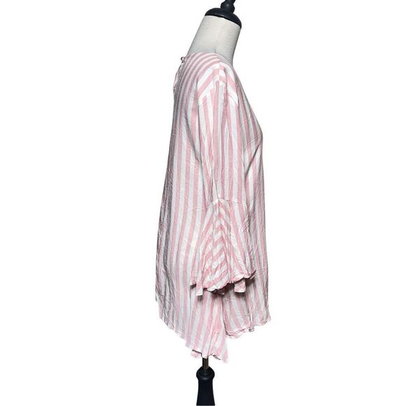 L&B Lucky and Blessed NWT 3/4 Striped Trumpet Sleeve Tunic Blouse Size Small - Picture 3 of 5
